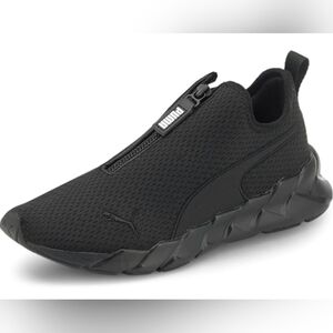 Puma Black Slip-On Sneakers Size 10 Zip Closure Like New